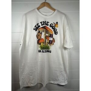 Mens Mushroom Butterfly Graphic T-Shirt‎ Short Sleeve 2XL